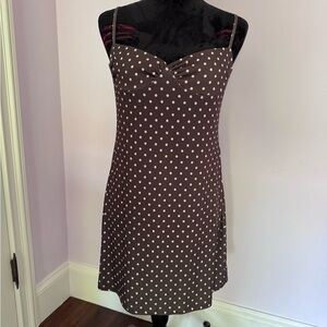 PoloGarage Brown Polka Dot Spaghetti Strap Dress